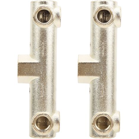 Accessoires pour Pompe à Air : Kit 2 Valve Connecteurs 6 Voies G3/8 Aluminium Fonte Compresseur Équipement (1/5)