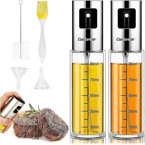 Flacon pulvérisateur d'huile, lot de 2 pulvérisateurs d'huile avec buse améliorée, distributeur d'huile à vinaigre transparent, 100 ml (1/5)