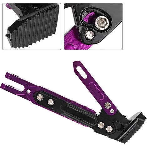 Verstellbarer Motorradständer aus Aluminiumlegierung, lila Dreibein-Seitenständer, verstellbarer Stabilisator für Motorräder. (1/5)