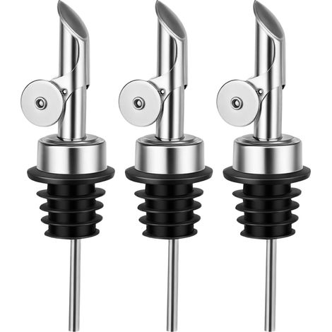 Lot de 3 verseurs inox à fermeture automatique pour huile, alcool et vinaigre. (1/5)
