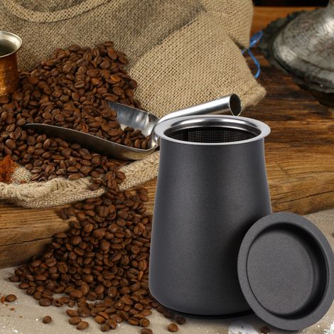 Edelstahl-Kaffeepulversieb, Filterbecher, Kaffeezubereitungszubehör, Schwarz (1/5)