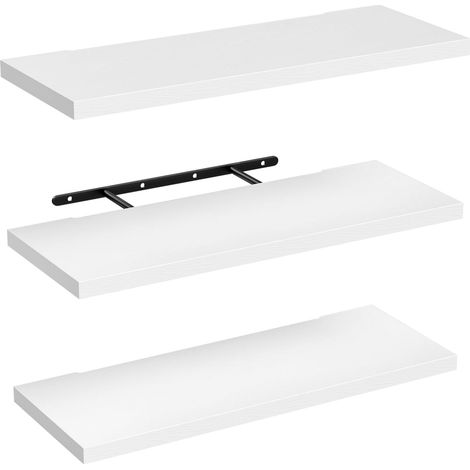 Lot de 3 Étagères Murales, Etagere Murale de 40 cm, Tablette Murale, Étagère Flottante Bois en MDF, Tablettes Flottantes de Rangement Décorative avec Support Invisible, Blanc (1/5)