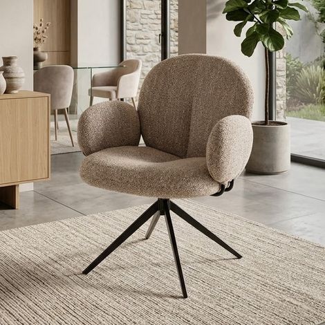 Chaise pivotante en tissu beige avec accoudoirs Andrea (1/5)