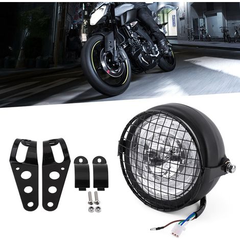 Support de montage latéral pour phare moto LED 6.5 pouces avec grille de protection, pour Cafe Racer (1/5)
