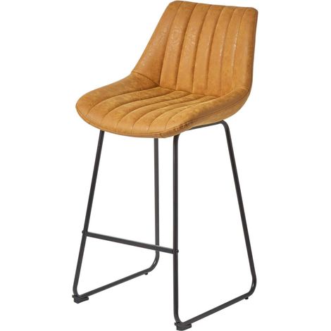 HOMESCAPES Barstuhl Ascot Kunstleder Barhocker mit Rückenlehne, 97cm - gold