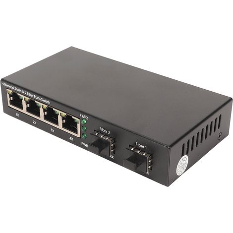 Commutateur fibre optique SFP 6 ports 10/100/1000 Mbit/s, indicateur LED auto-adaptatif, commutateur Ethernet optique pour réseau de bureau, prise 100-240 V (Royaume-Uni). (1/5)