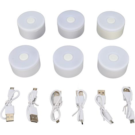 Lot de 6 Lampes de chevet LED rechargeables USB, 3 températures, gradation continue, sans fil, design moderne ABS, idéal lecture