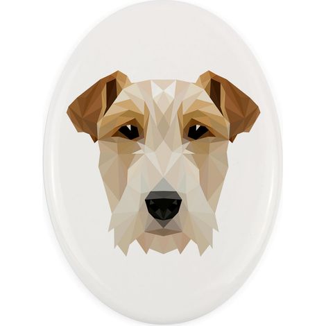 Wire Fox Terrier - piatto geometrico con foto e iscrizione di Art-Dog (1/4)
