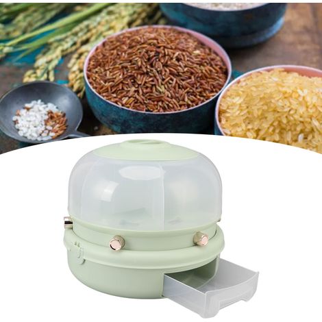 Deluxe multifunktionaler, drehbarer Reisbehälter, unterteilter Reisaufbewahrungseimer für Zuhause, feuchtigkeits- und insektenbeständig, Reisbehälter mit Ein-Knopf-Bedienung, hellgrüne Schicht. (1/5)