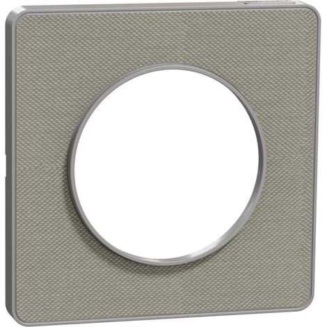 Plaque de finition 1 poste 2 modules Kvadrat perle avec liseré aluminium série Odace Touch SCHNEIDER (1/3)