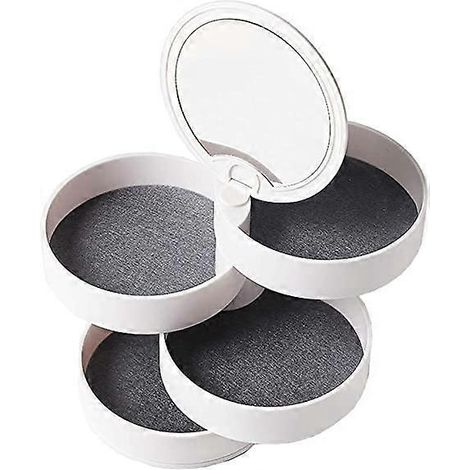 Schmuckkästchen für Damen – 4-stöckiges Schmuckkästchen mit 360°-Drehung – Kleine Aufbewahrungsbox für Halsketten, Armbänder und Ohrringe (1/4)