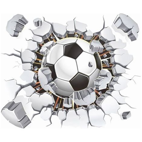 Stickers muraux 3d football (40x50cm) I autocollants décoratifs Sport Poster I sticker mural pour chambre d'enfant garçon enfants bébé crèche ado (1/5)