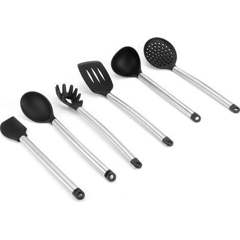 Ensemble de 6 cuillères et spatules en silicone antiadhésives pour la cuisson et la pâtisserie, accessoires de cuisine (1/5)