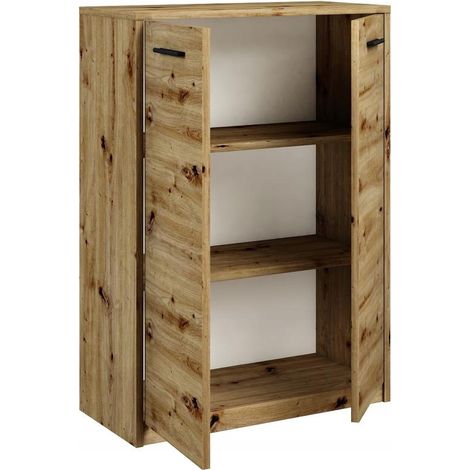 Buffet avec 2 portes Chêne artisanal - Meuble de Rangement Style contemporain - 77 x 35 x 108 cm (1/3)