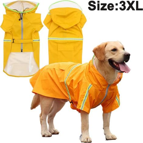 Hunde Regenmantel mit Kapuze und sicheren reflektierenden Streifen, ultraleichte atmungsaktive wasserdichte Regenjacke für kleine, mittelgroße Rassen