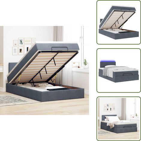 Coprimaterasso - vidaXL Struttura Letto Pouf con Materasso 120x200 cm Velluto - Luci a LED