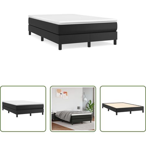 Matelas à ressorts ensachés - Sommier à lattes de lit avec matelas noir 120x190 cm similicuir (1/5)