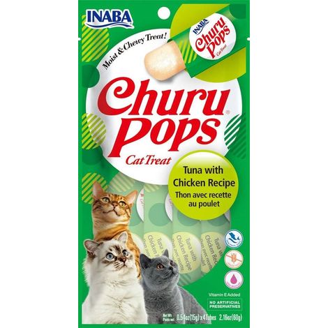 INABA CHURU POPS - FRIANDISES À MAIN POUR CHATS - DÉLICIEUX, SAVOUREUX SNACKS POUR CHATS - THON ET POULET 60 GR EU713