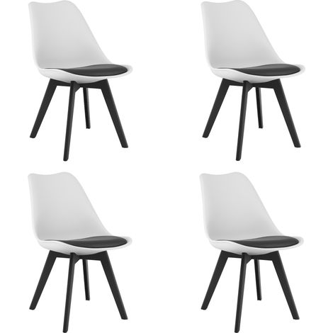 Chaise Mark noire et blanche / pieds noirs x 4 (1/5)
