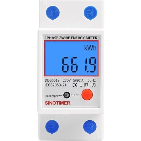 Sous compteur électrique monophasé 80A Tension 230V Fréquence 50Hz Affichage LCD précis Installation dans tableau modulaire (1/4)