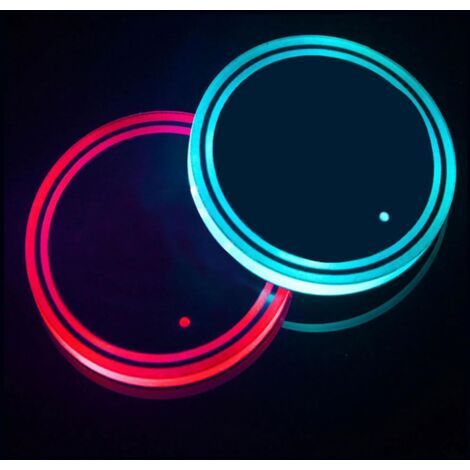 BUNTHAUS 4 Pcs Dessous de Verre LED Lumineux, Dessous de Verre LED pour Voiture, Acrylique Étanche Rond Bouteille Lumineuse, pour fête Mariage Bar Anniversaire, Chargement USB (1/5)