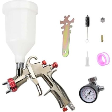 LVLP R500 Pistolet pulvérisateur à alimentation par gravité avec buse de 1,3 mm et régulateur d'air pour automobile, meubles, peinture de maison (1/5)