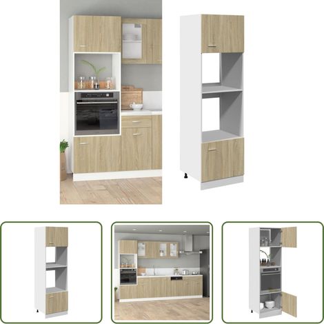 Küchenregal - Mikrowellenumbauschrank Lyon Sonoma-Eiche 60x57x207 cm Holzwerkstoff (1/5)