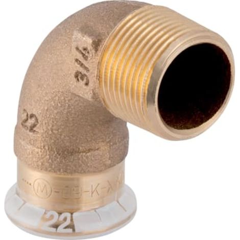 Geberit Mapress Gomito di transizione in rame a 90° con filetto esterno, DN 12 / 10, dø 15 mm, 63894