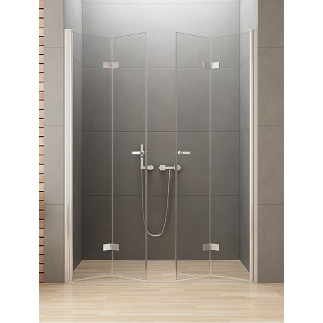 Porte de douche 2 portes pliantes 150 cm chrome CORFOU CHROME