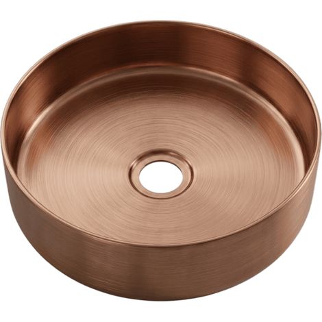 Essebagno Essenox Aufsatzwaschbecken rund 37.5 cm aus Edelstahl gebürstetes Kupfer