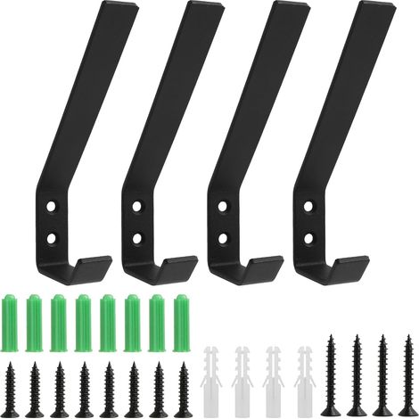 Lot de 4 Doubles Patères pour Panneaux Acoustiques Muraux, patere murale, Fixation à Vis, en Métal, Idéal pour Manteaux et Accessoires, Compatible avec la Plupart des Panneaux, 20mm (1/5)