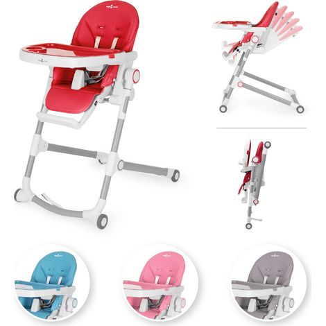 Kinderstuhl HUGO Babystuhl Kinder Hochstuhl Verstellbar Klappbar inkl. Spielebogen - Rot (1/5)