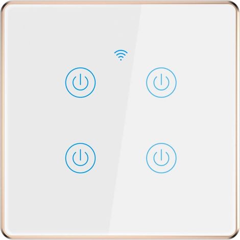 Lumière Intelligente Interrupteur étanche avec Support de Cadre en Aluminium doré Commande Vocale à Distance sans Fil Adaptée à la Chambre d'hôtel de Bureau(4 Gang) (1/5)