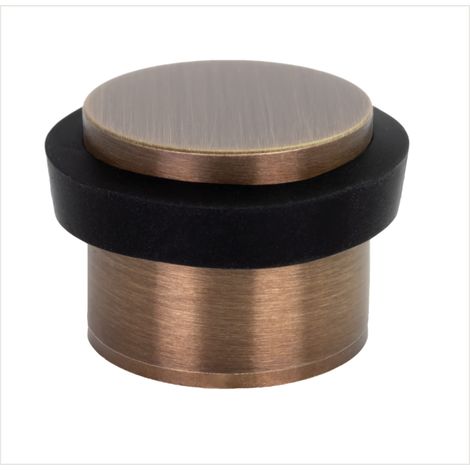 EVI Herrajes Fermaporta Adesivo 24 x 20 mm Base filettata Gomma Nera Ottone Finitura Pelle Invecchiata Compresi utensile, vite + tassello di fissaggio Mod. I-191/24x19-B-DUAL-CU (1/5)