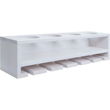 [NEUWERTIG] Weinregal HHG-703, Glas-/Flaschenhalter Wandbar Regal für 4 Flaschen/6 Gläser Holz MVG-zertifiziert 12x48x12cm weiß