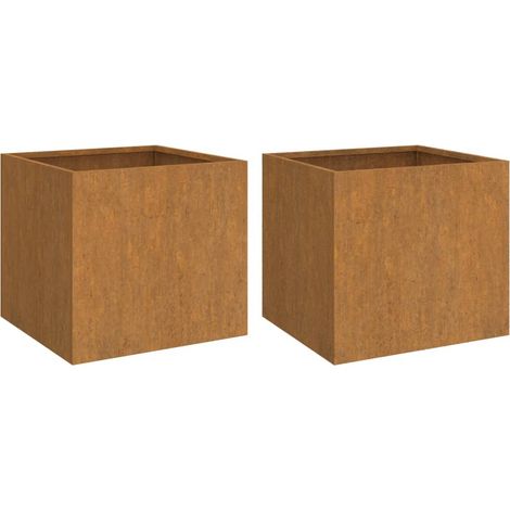 Vaso per fioriera aiuola rialzata piante fiori giardino terrazze set da 2 32 x 30 x 29 cm acciaio corten marrone 020038934