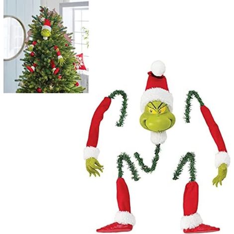 Décorations de Noël pour sapin – Tête, bras et jambes d’elfe Grinch en peluche – Accessoires festifs pour étole d’arbre de Noël (1/4)