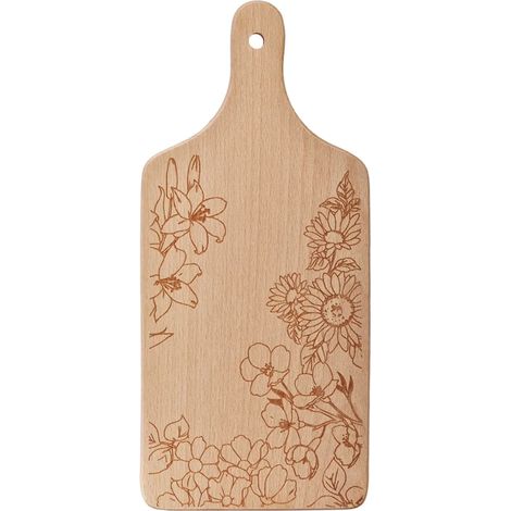 Tabla de cortar de madera con flores grabadas (1/3)