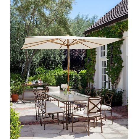 200 x 300 cm Holz-Sonnenschirm Marktschirm UPF50+, Creme