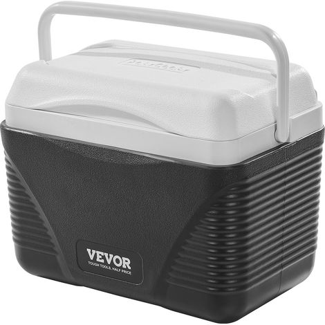 VEVOR Glaciere Rigide Isotherme, Refrigerateur Portable de 8,5 QT 8 L, Sac Isotherme avec Retention de Glace, avec Poignees Robustes, Leger, Ideal pour Pique-niques, Camping, Courts Voyages, Noir