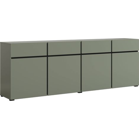 Cómoda Alfere 100, Verde, Con cajones y puertas, Número de cajones: 4, 78x225x40cm (1/5)