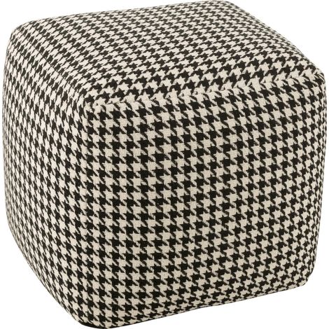 Pouf pied-de-poule coton blanc noir style élégant salon - Pied-de-poule blanc noir (1/5)