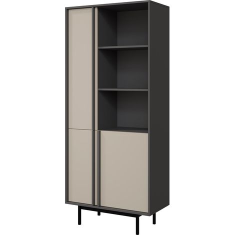 Estantería Levali 101, Beige, Con puertas, Abierto, Aglomerado laminado, Número de puertas: 0, Número de cajones: 0, 195x83x43cm