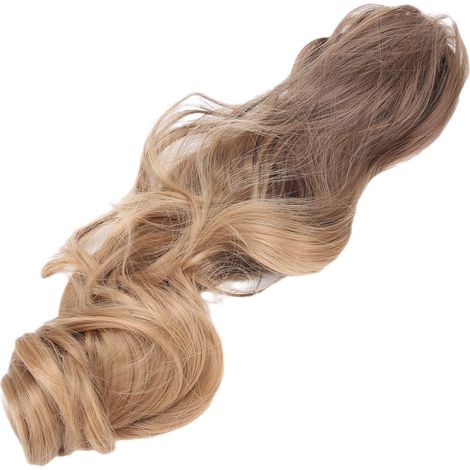 Extensions de cheveux en queue de cheval de 55 cm avec pince, cheveux longs bouclés dégradés, perruque pour femme 8T27