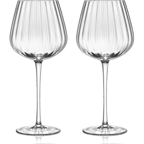 Mundgeblasene Kristallgläser, geeignet für Rot- und Weißweine, klare, geriffelte Gläser, moderne langstielige Gläser, Geschenke für Weinproben, Geburtstage oder andere besondere Anlässe. (1/3)