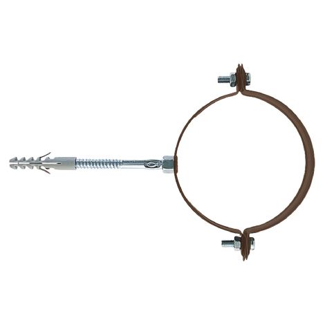 Collier rond Fischer SCP 80 mm V en acier avec vis et goujon peint marron pour descentes
