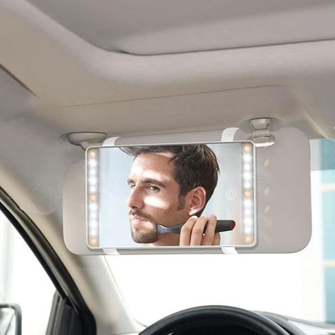 Miroir de courtoisie de pare-soleil pour voiture/camionnette avec éclairage LED blanc (1/4)