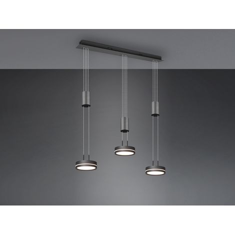 LED Pendelleuchte FRANKLIN 3-flammig höhenverstellbar in Anthrazit, B: 85cm (1/5)