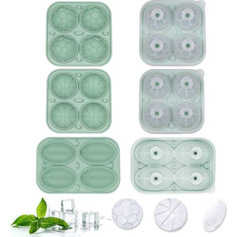 Bandeja de silicona para cubitos de hielo, bandeja con tapa, bolas para cubitos de hielo, paquete de 3 bandejas grandes reutilizables para cubitos de hielo (verde) (1/5)