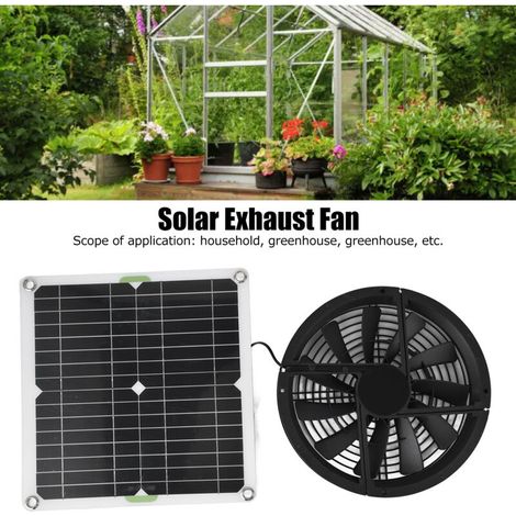 Kit de ventilateur à panneau solaire, ventilateur d'extraction solaire portable étanche 100 W 12 V avec protection métallique, pour poulailler, serre, abri de jardin, animalerie, conduit d'évacuation